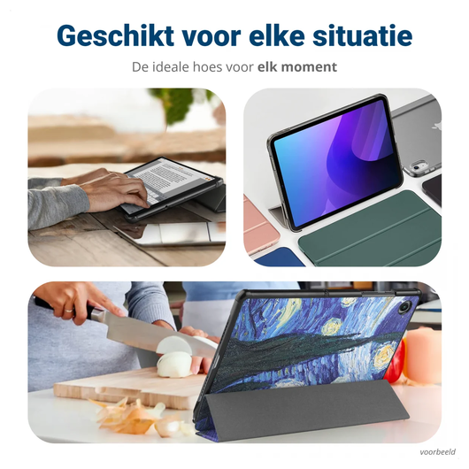 Samsung Galaxy Tab A11 Hoes Tri-Fold Book Case met Standaard Sterrennacht afbeelding 5