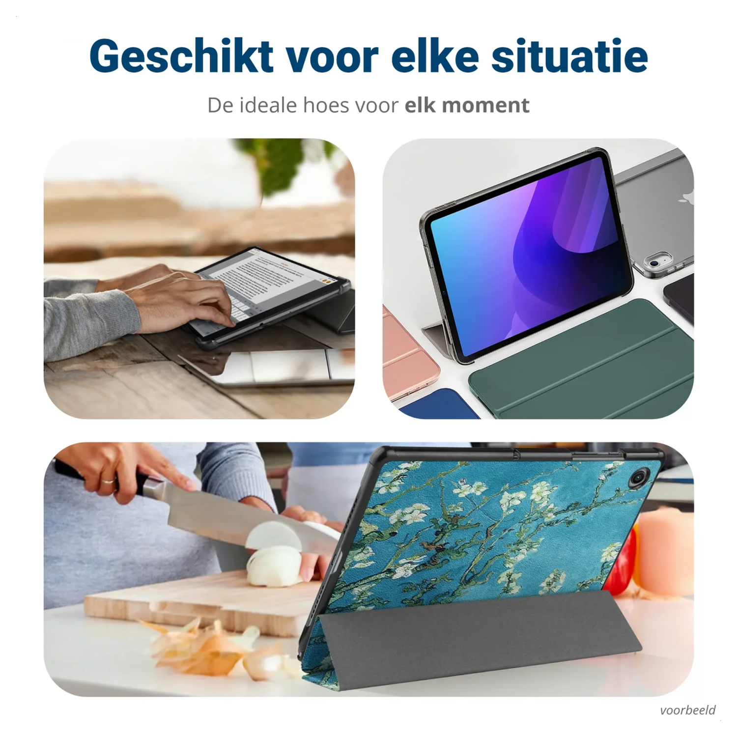 Samsung Galaxy Tab A11 Hoes Tri-Fold Book Case met Standaard Blossom afbeelding 7