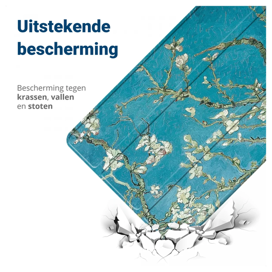 Samsung Galaxy Tab A11 Hoes Tri-Fold Book Case met Standaard Blossom afbeelding 3