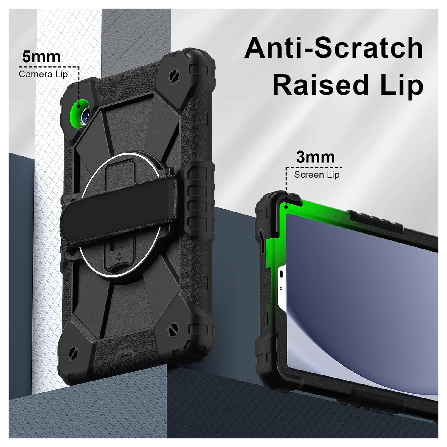 Samsung Galaxy Tab A11 Hoes Back Cover met Kickstand en Handriem Zwart afbeelding 5