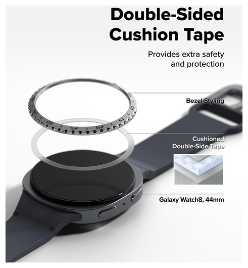 Ringke Bezel Styling - Galaxy Watch 8 44MM - Randbeschermer - Zilver afbeelding 7