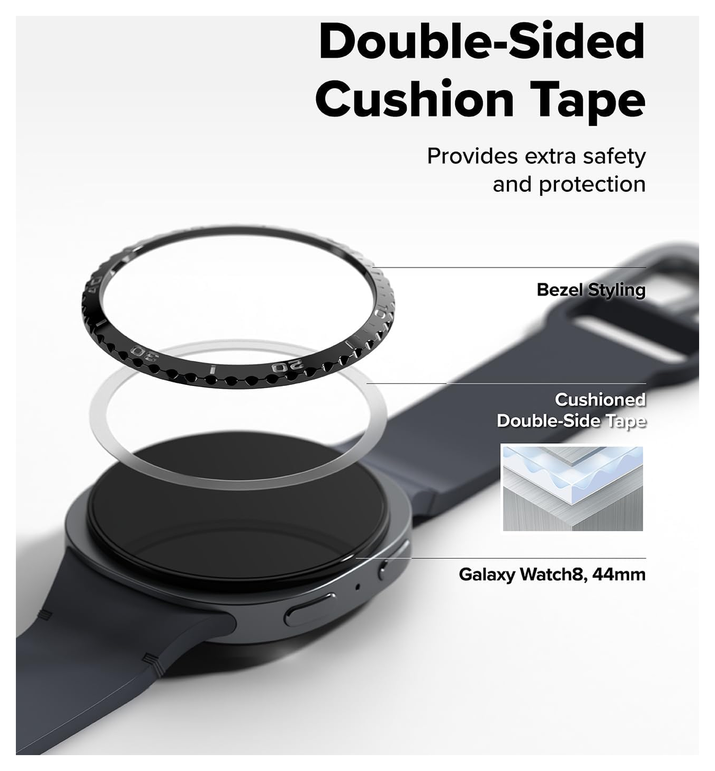 Ringke Bezel Styling - Galaxy Watch 8 44MM - Randbeschermer - Zwart afbeelding 7