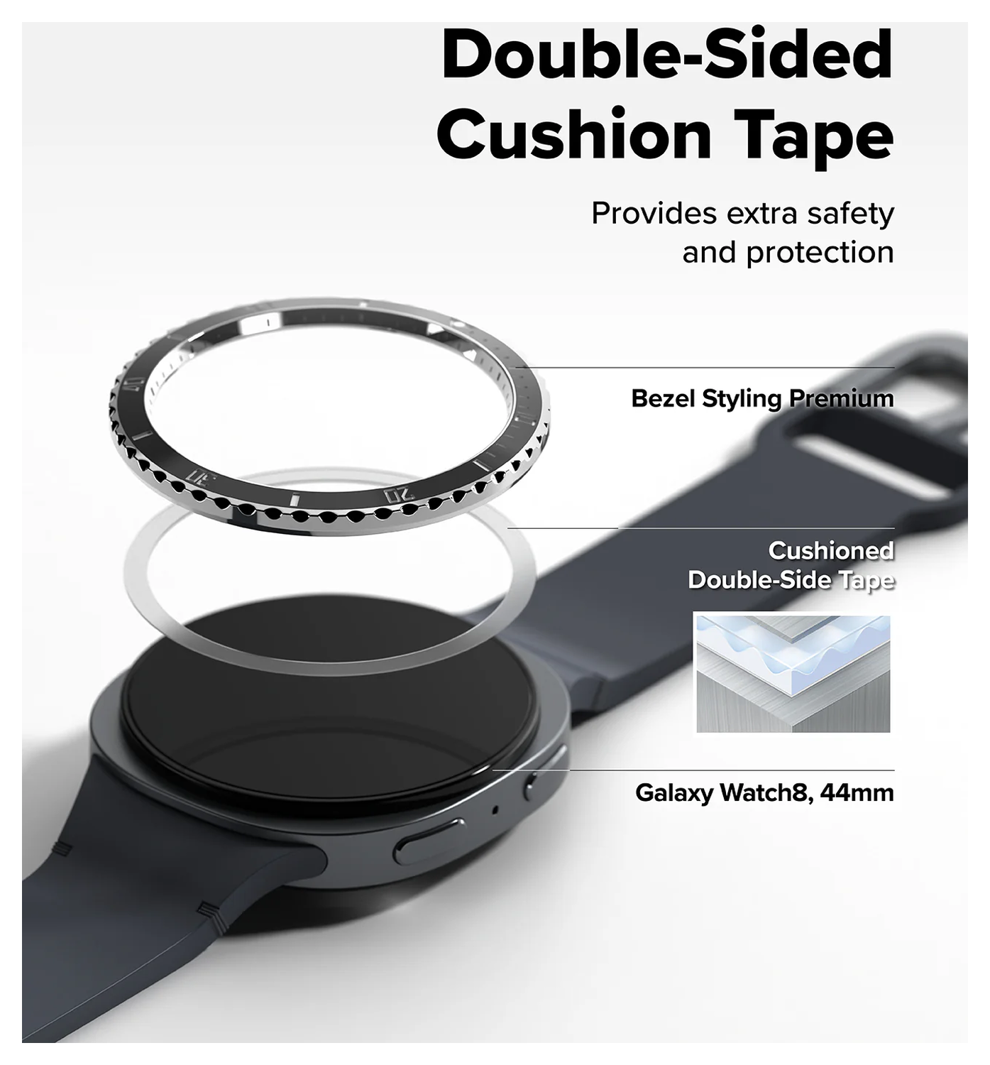 Ringke Bezel Styling - Galaxy Watch 8 44MM - Randbeschermer - Premium Zwart afbeelding 5