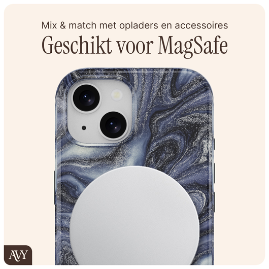AVY Apple iPhone 14 / 13 Hoesje MagSafe Back Cover Obscura Blue afbeelding 9