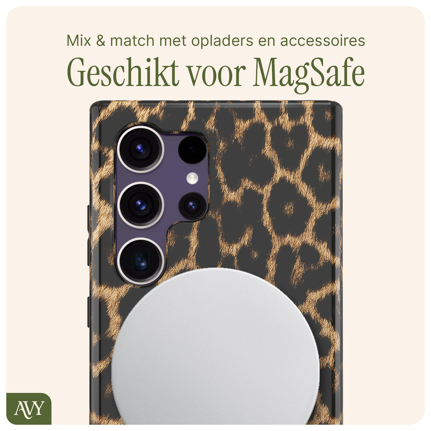 AVY Samsung Galaxy S24 Ultra Hoesje MagSafe Back Cover Panthera Chic afbeelding 4