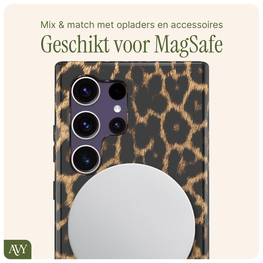 AVY Samsung Galaxy S24 Ultra Hoesje MagSafe Back Cover Panthera Chic afbeelding 4