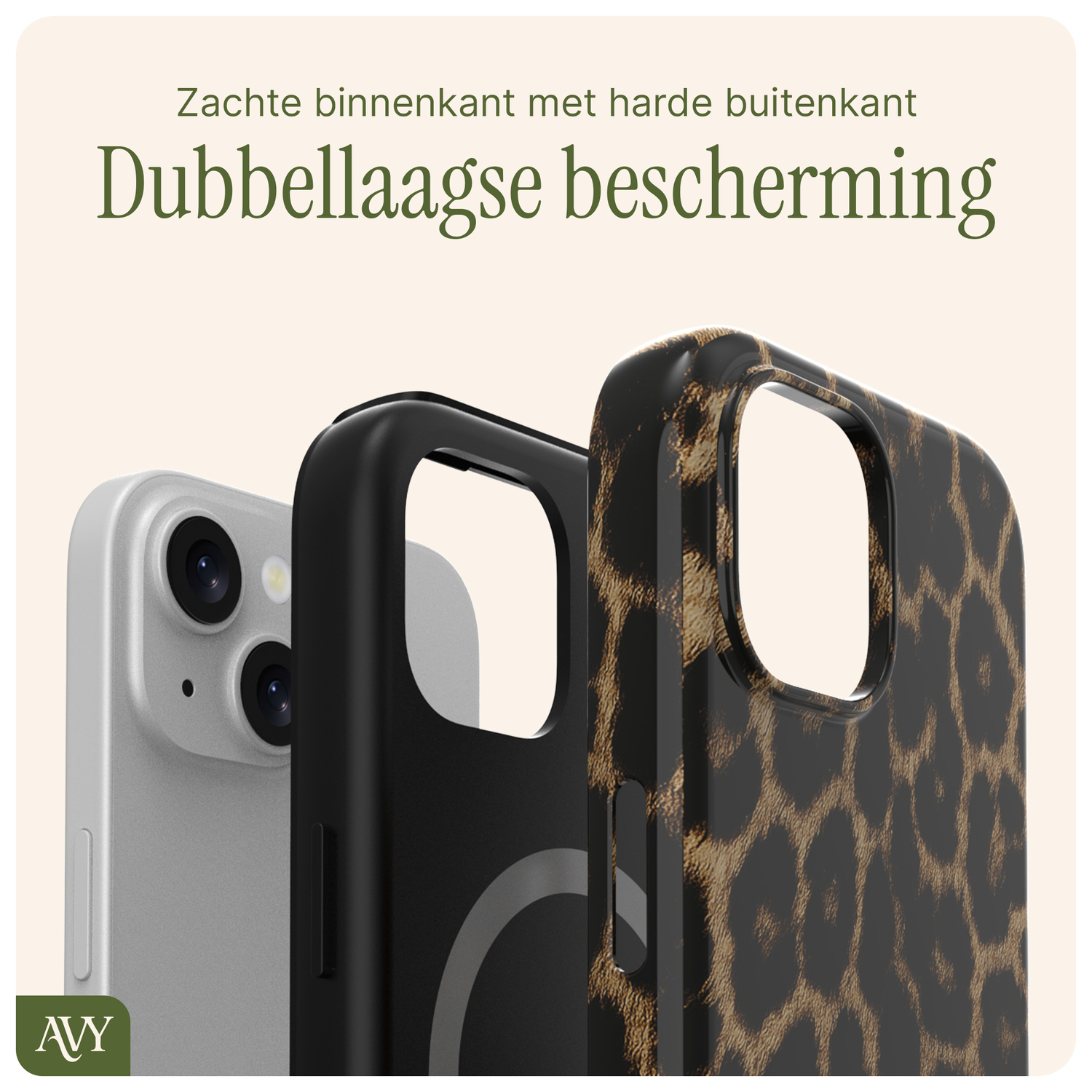 AVY Apple iPhone 14 / 13 Hoesje MagSafe Back Cover Panthera Chic afbeelding 9
