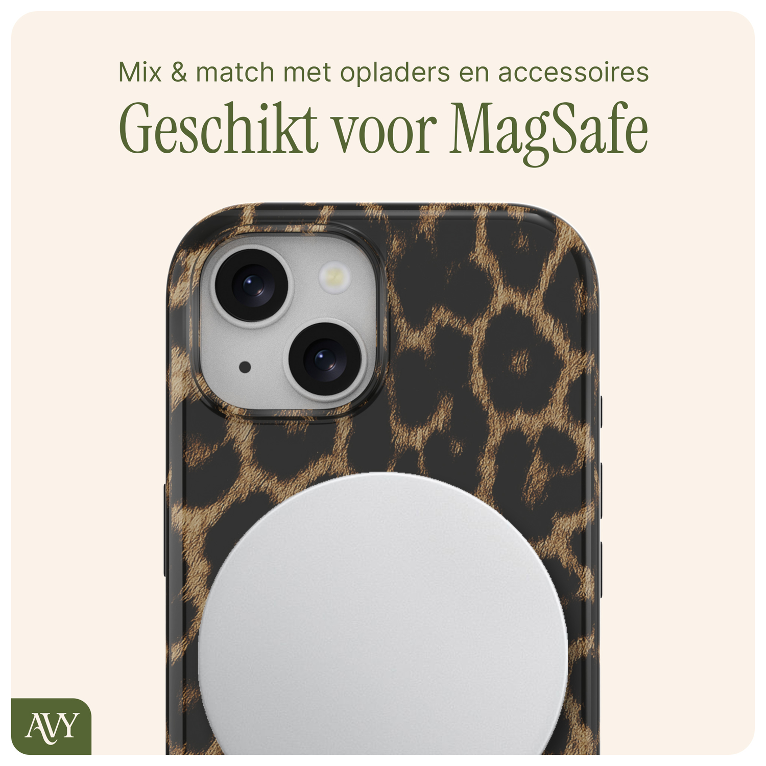 AVY Apple iPhone 14 / 13 Hoesje MagSafe Back Cover Panthera Chic afbeelding 10
