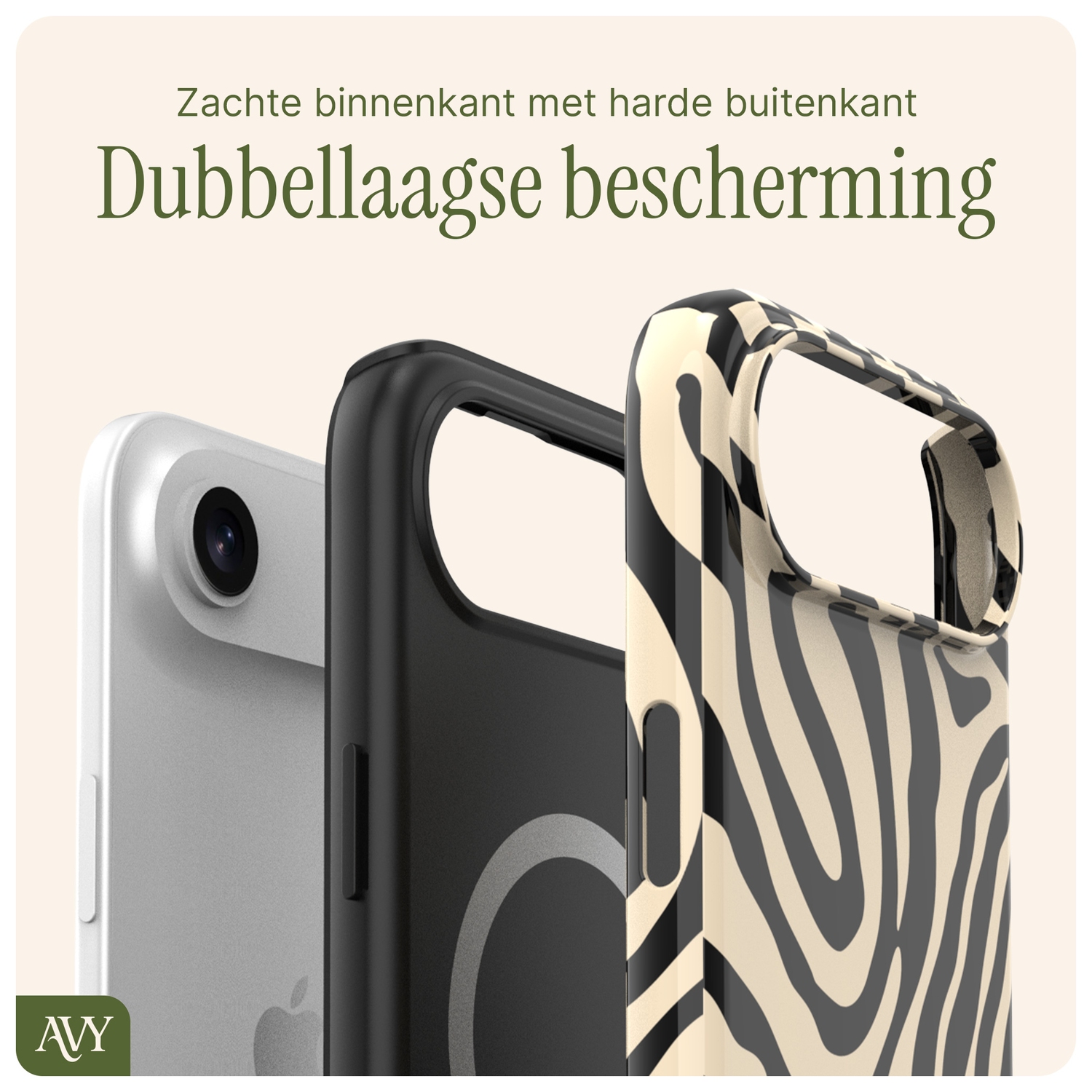 AVY Apple iPhone Air Hoesje MagSafe Back Cover - Serengeti Zebra afbeelding 2