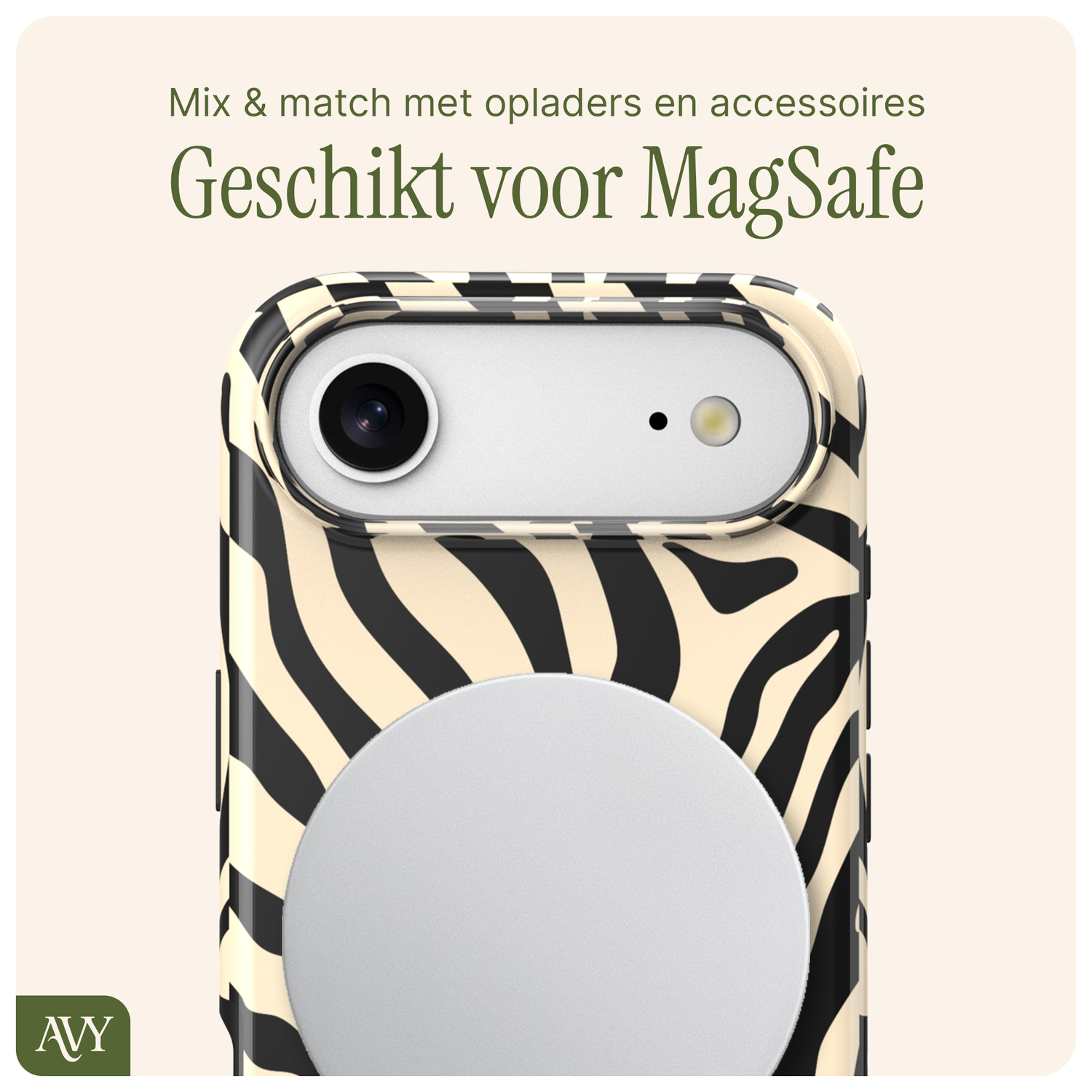 AVY Apple iPhone Air Hoesje MagSafe Back Cover - Serengeti Zebra afbeelding 3