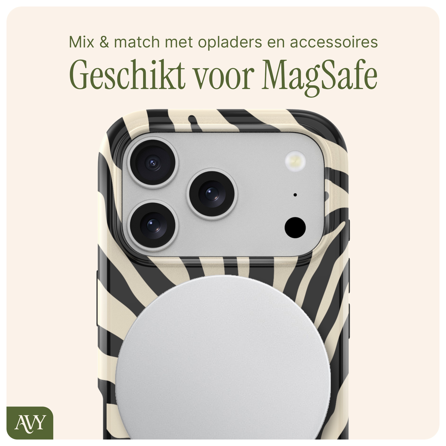 AVY Apple iPhone 17 Pro Max Hoesje MagSafe Back Cover - Serengeti Zebra afbeelding 3