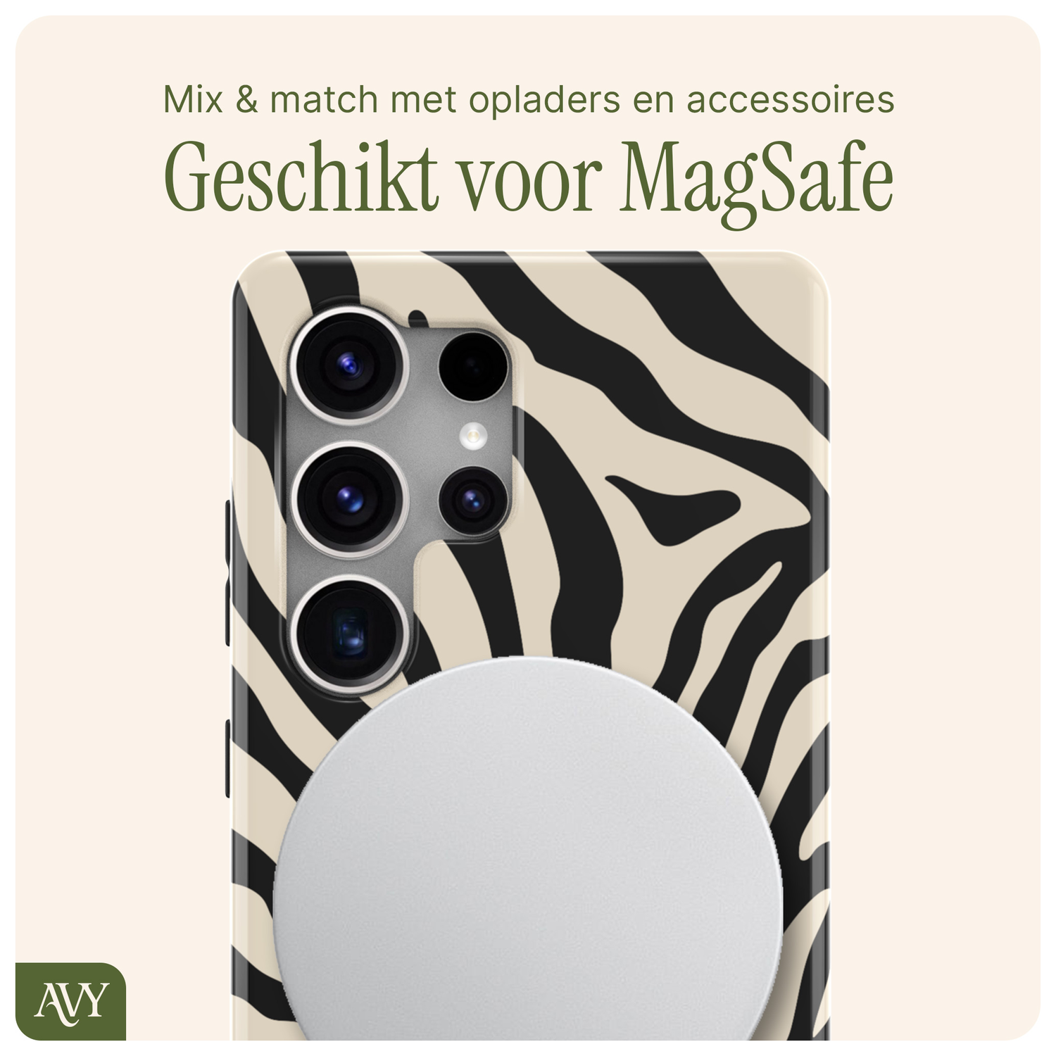 AVY Samsung Galaxy S25 Ultra Hoesje MagSafe Back Cover Serengeti Zebra afbeelding 7