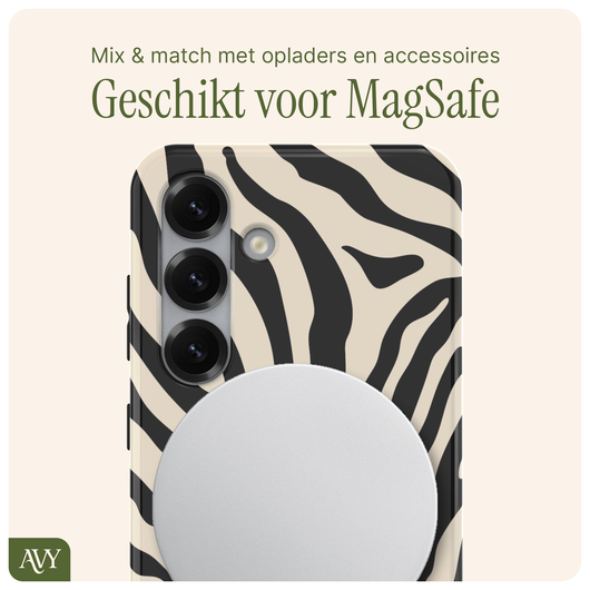 AVY Samsung Galaxy S24 Hoesje MagSafe Back Cover Serengeti Zebra afbeelding 7