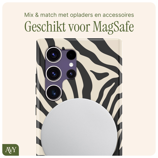 AVY Samsung Galaxy S24 Ultra Hoesje MagSafe Back Cover Serengeti Zebra afbeelding 7
