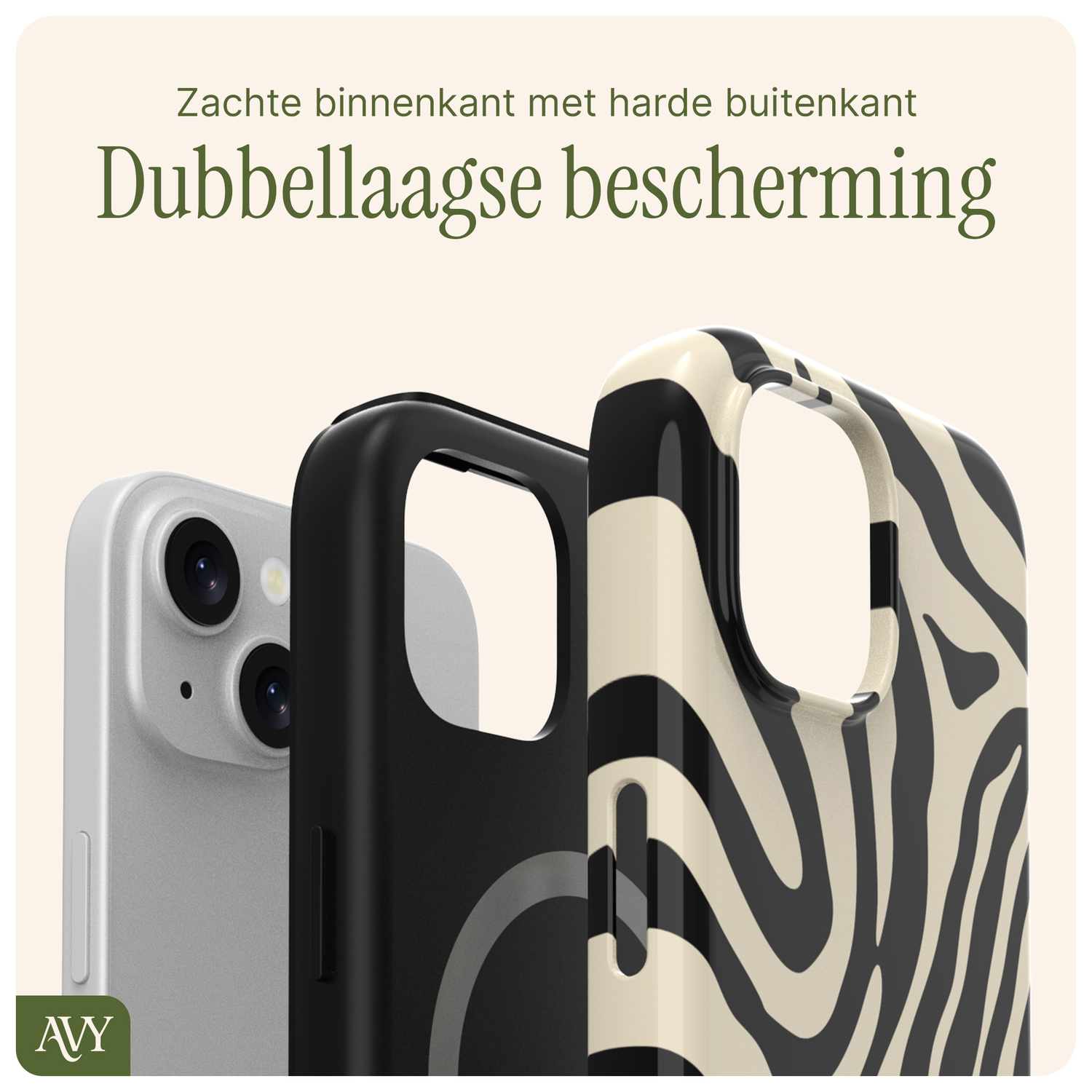AVY Apple iPhone 14 / 13 Hoesje MagSafe Back Cover Serengeti Zebra afbeelding 5