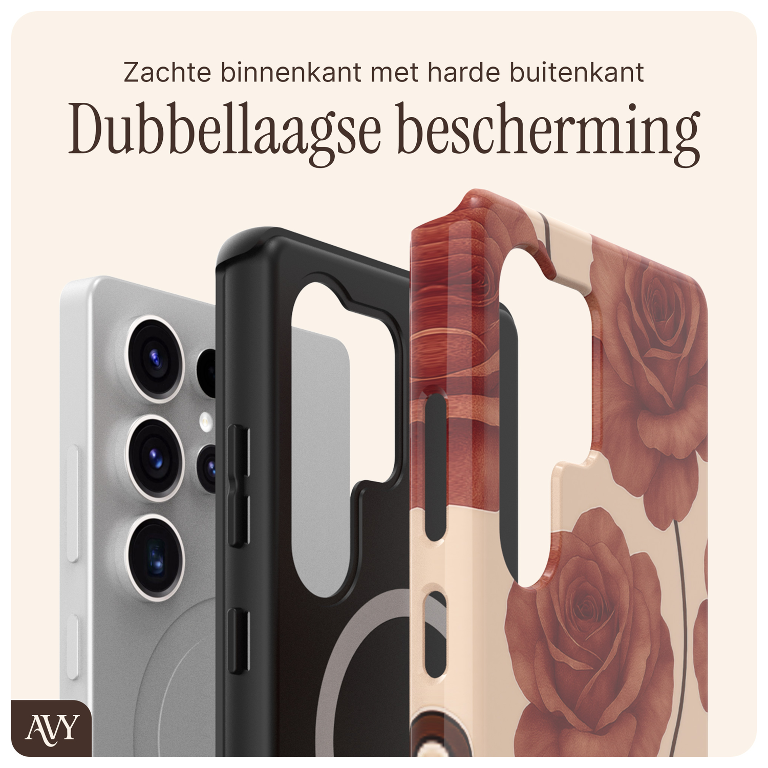 AVY Samsung Galaxy S25 Ultra Hoesje MagSafe Back Cover Botanique Roses afbeelding 5