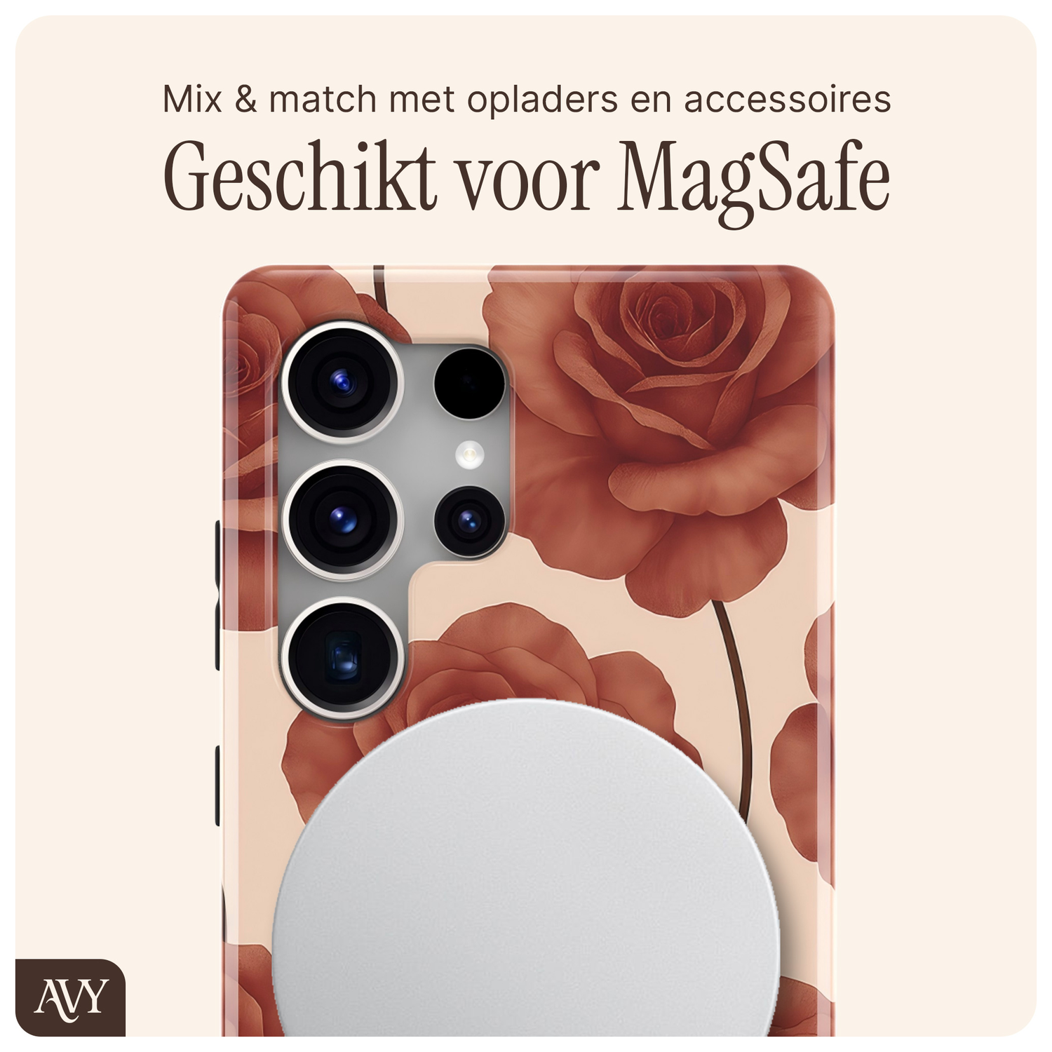 AVY Samsung Galaxy S25 Ultra Hoesje MagSafe Back Cover Botanique Roses afbeelding 6