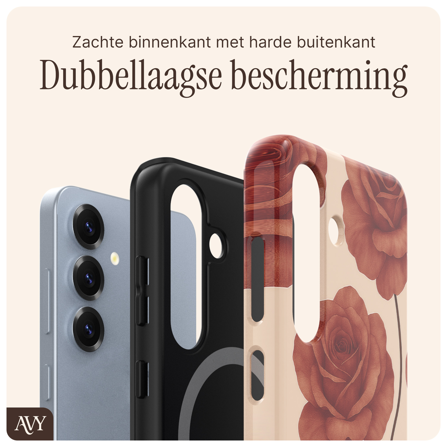 AVY Samsung Galaxy S24 Hoesje MagSafe Back Cover Botanique Roses afbeelding 5