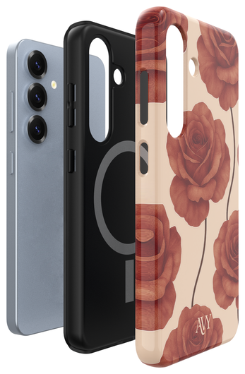 AVY Samsung Galaxy S24 Hoesje MagSafe Back Cover Botanique Roses afbeelding 14