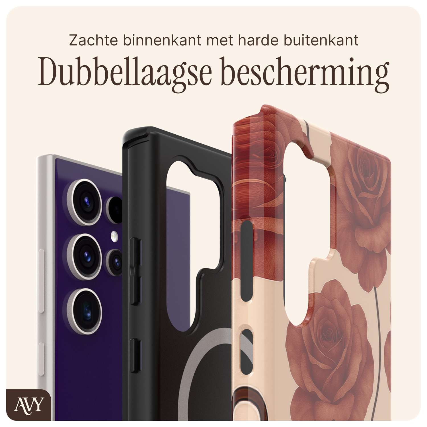AVY Samsung Galaxy S24 Ultra Hoesje MagSafe Back Cover Botanique Roses afbeelding 6