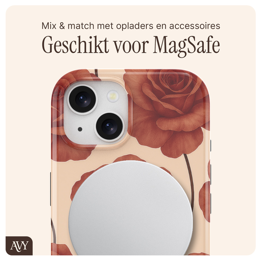 AVY Apple iPhone 14 / 13 Hoesje MagSafe Back Cover Botanique Roses afbeelding 8