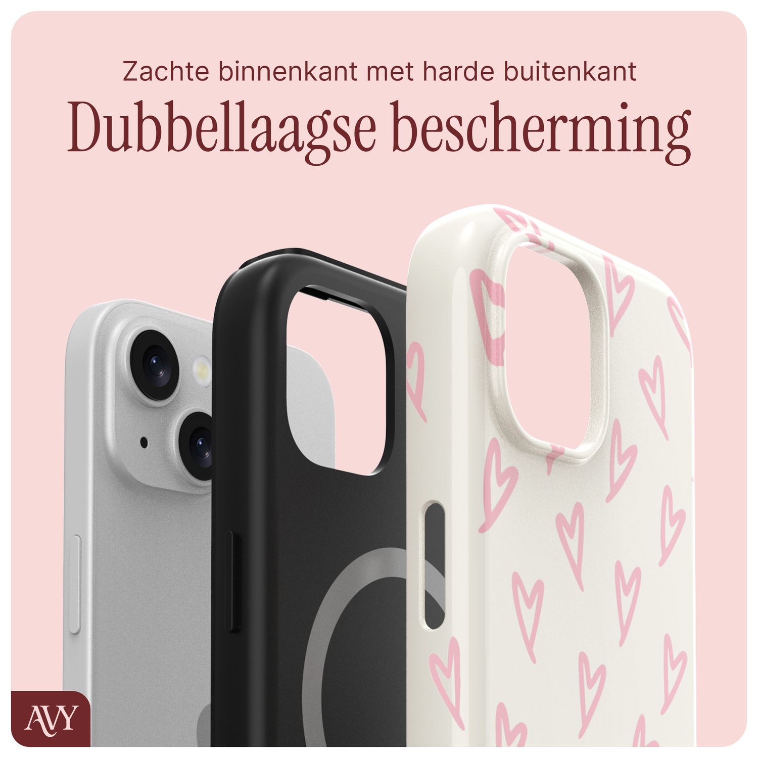 AVY Apple iPhone 14 / 13 Hoesje MagSafe Back Cover Cupid Blush afbeelding 5