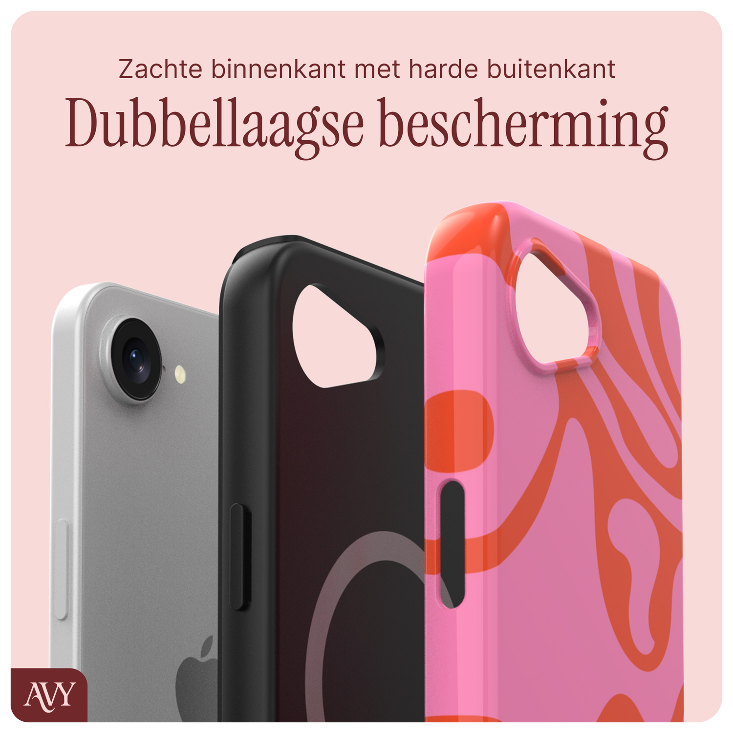 AVY Apple iPhone 16e Hoesje MagSafe Back Cover - Rosé Twist afbeelding 5