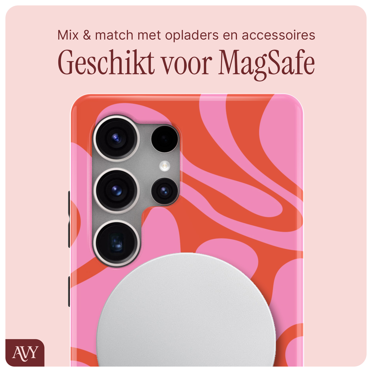 AVY Samsung Galaxy S25 Ultra Hoesje MagSafe Back Cover Rosé Twist afbeelding 7