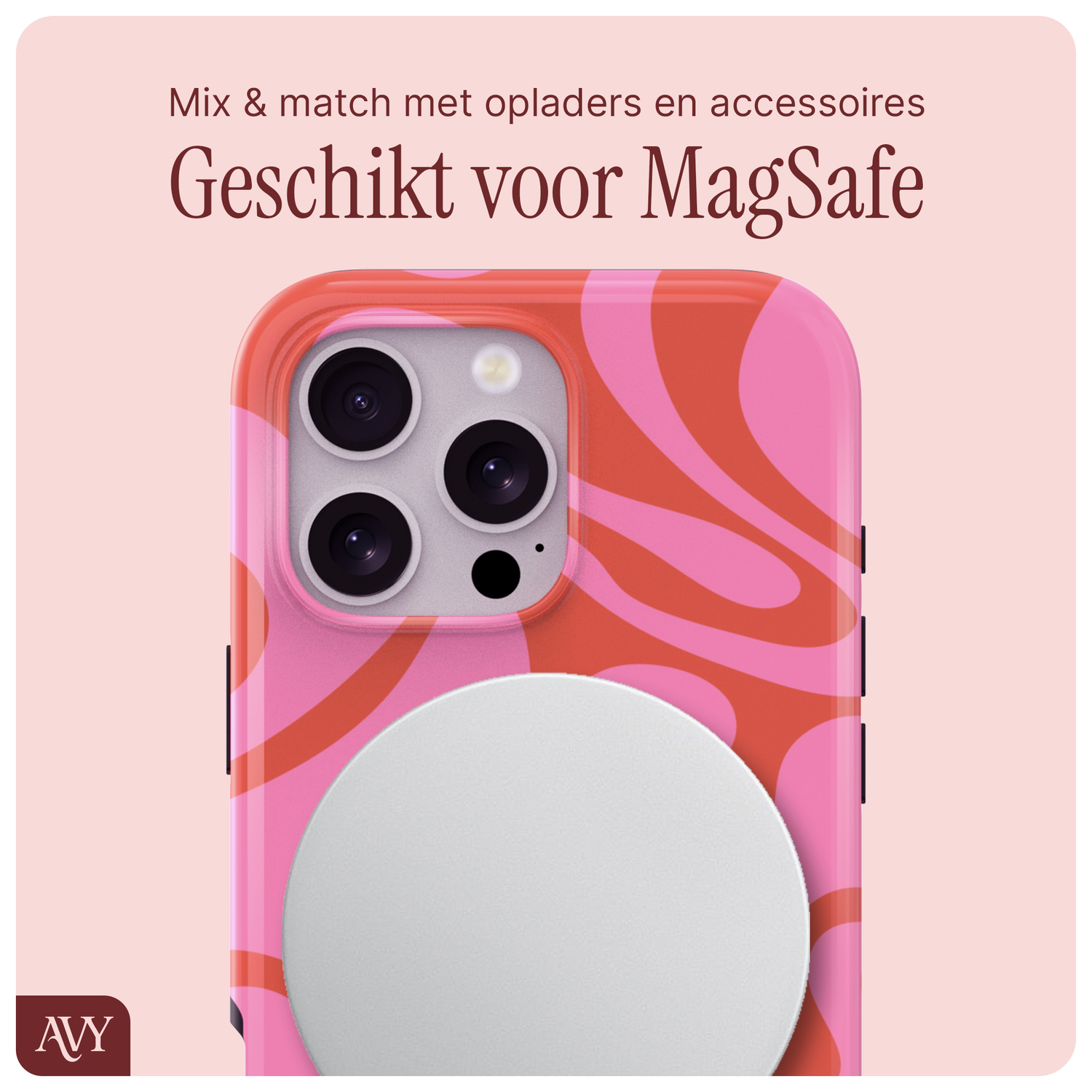 AVY Apple iPhone 16 Pro Hoesje MagSafe Back Cover - Rosé Twist afbeelding 6
