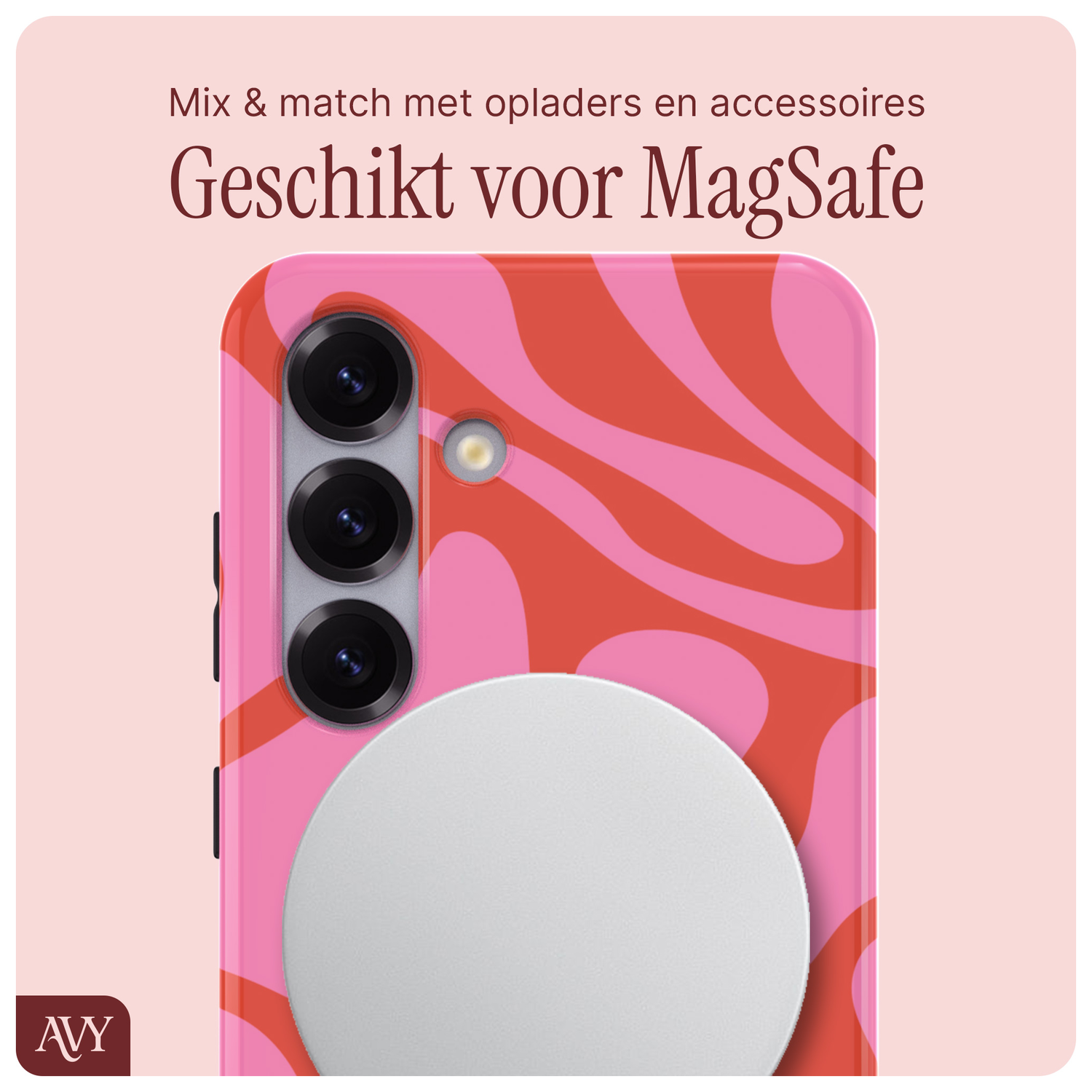 AVY Samsung Galaxy S24 Hoesje MagSafe Back Cover Rosé Twist afbeelding 6