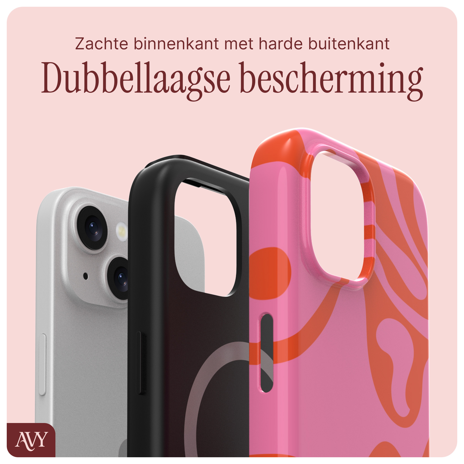 AVY Apple iPhone 14 / 13 Hoesje MagSafe Back Cover Rosé Twist afbeelding 5