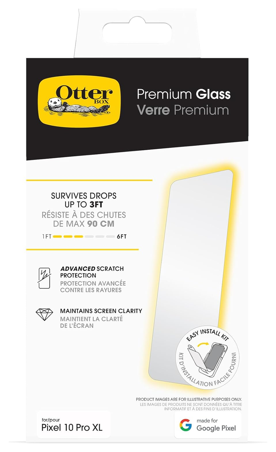 OtterBox Premium Glass Google Pixel 10 Pro XL Screen Protector Case Friendly afbeelding 4
