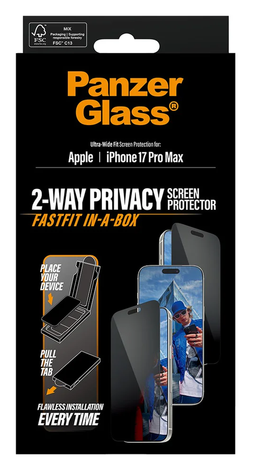 PanzerGlass FastFit Ultra-Wide iPhone 17 Pro Max Privacy Glass Screen Protector afbeelding 6