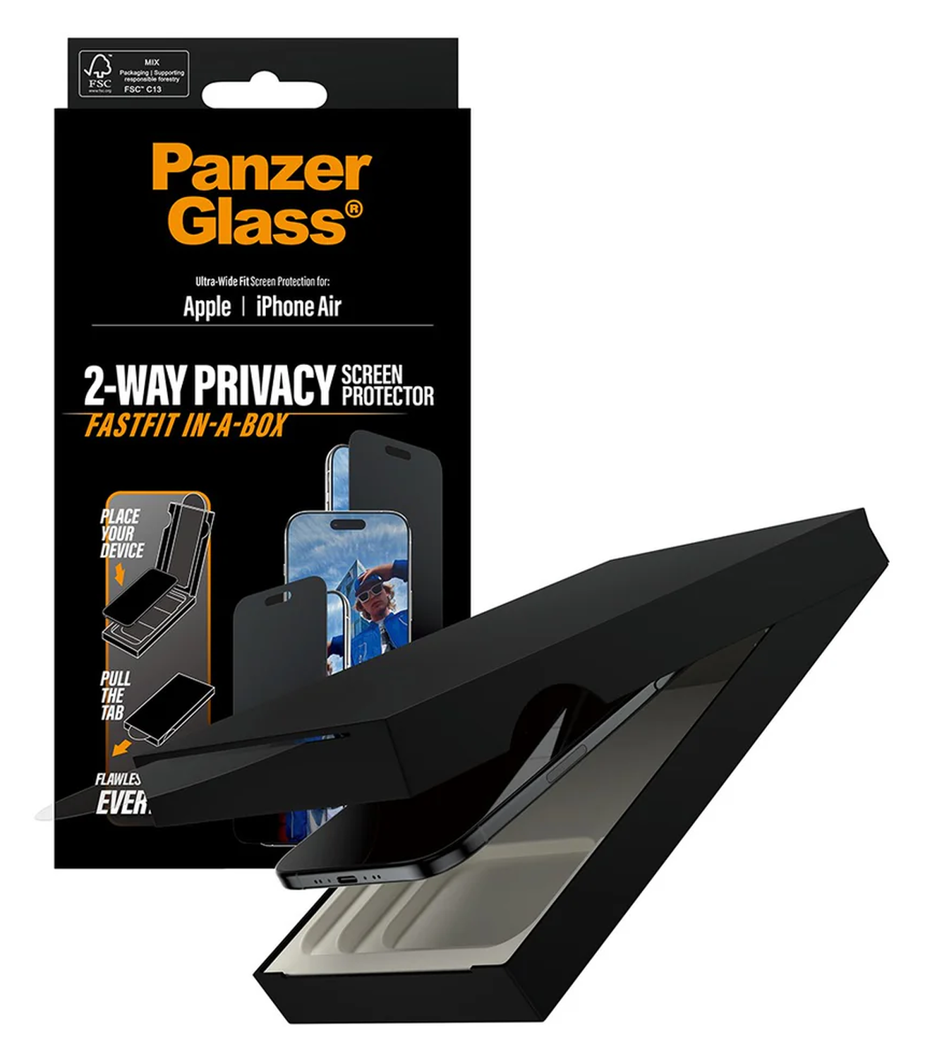 PanzerGlass FastFit Ultra-Wide iPhone Air Privacy Glass Screen Protector afbeelding 1
