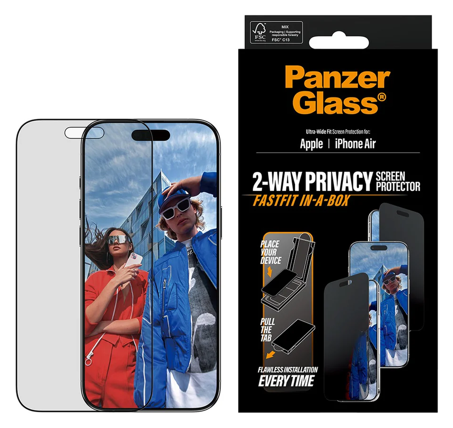 PanzerGlass FastFit Ultra-Wide iPhone Air Privacy Glass Screen Protector afbeelding 2