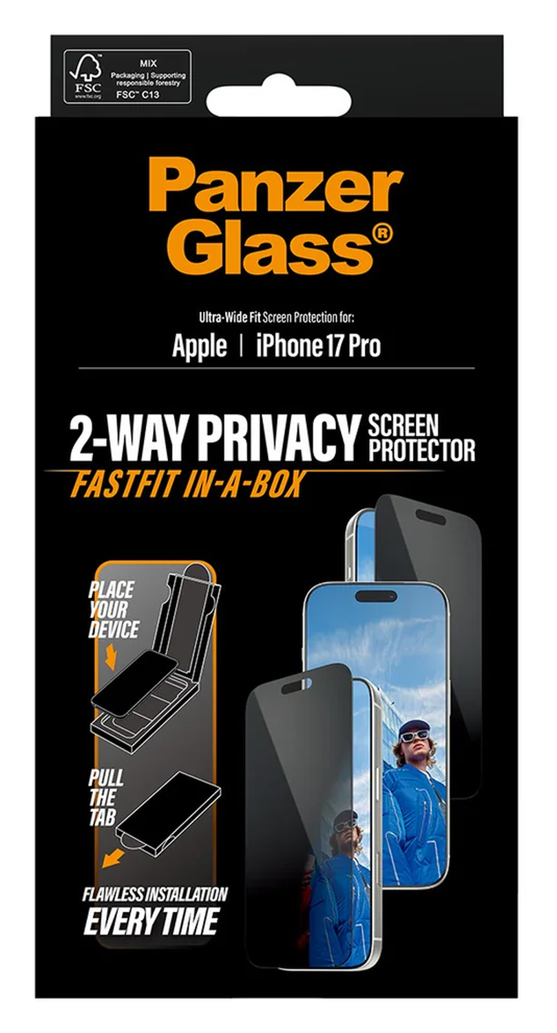 PanzerGlass FastFit Ultra-Wide iPhone 17 Pro Privacy Glass Screen Protector afbeelding 6