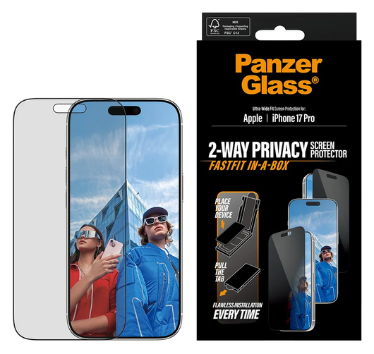 PanzerGlass FastFit Ultra-Wide iPhone 17 Pro Privacy Glass Screen Protector afbeelding 1