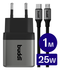 Buddi Power 25W USB-C Oplader met Micro-USB Kabel 1M Grijs