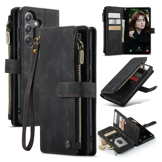 CaseMe C30 Samsung Galaxy S25 FE Hoesje Pasjeshouder Book Case Zwart afbeelding 2
