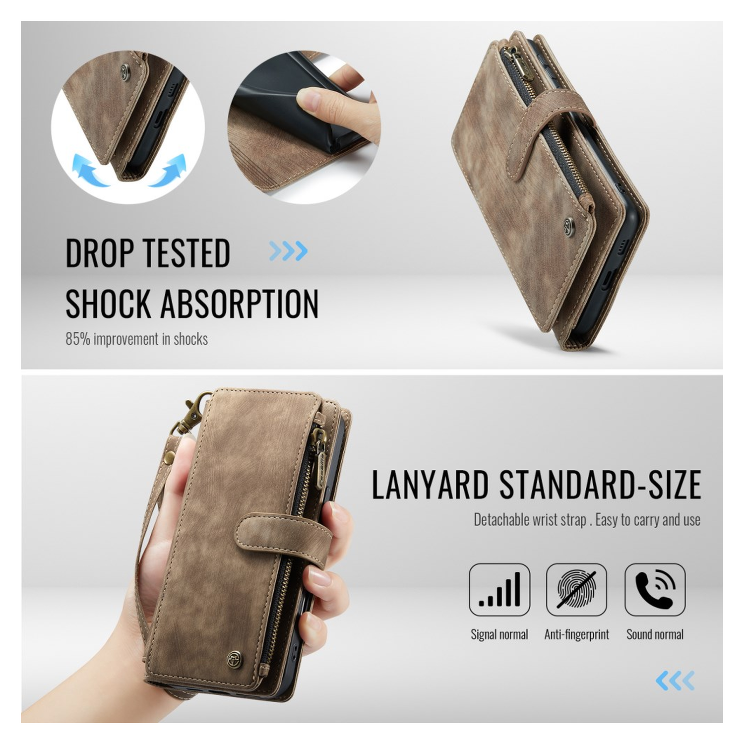 CaseMe C30 Samsung Galaxy S25 FE Hoesje Pasjeshouder Book Case Bruin afbeelding 6