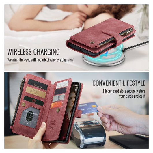 CaseMe C30 Samsung Galaxy S25 FE Hoesje Pasjeshouder Book Case Rood afbeelding 7