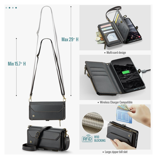 CaseMe C36 Samsung Galaxy S25 FE Hoesje Zipper Book Case Zwart afbeelding 5