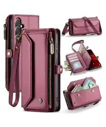 CaseMe C36 Samsung Galaxy S25 FE Hoesje Zipper Book Case Rood afbeelding