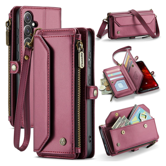 CaseMe C36 Samsung Galaxy S25 FE Hoesje Zipper Book Case Rood afbeelding 1