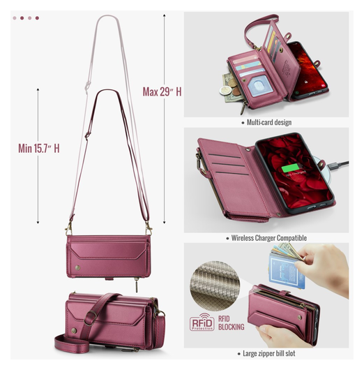 CaseMe C36 Samsung Galaxy S25 FE Hoesje Zipper Book Case Rood afbeelding 5