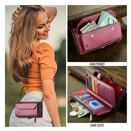 CaseMe C36 Samsung Galaxy S25 FE Hoesje Zipper Book Case Rood afbeelding 6