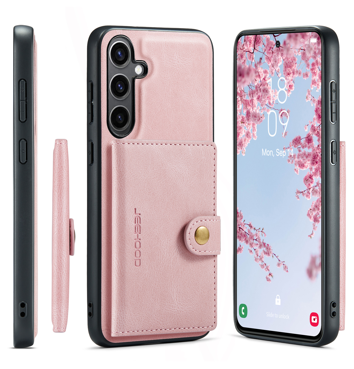 CaseMe JH-01 Samsung Galaxy S25 FE Hoesje met Magnetische Kaarthouder Roze afbeelding 10