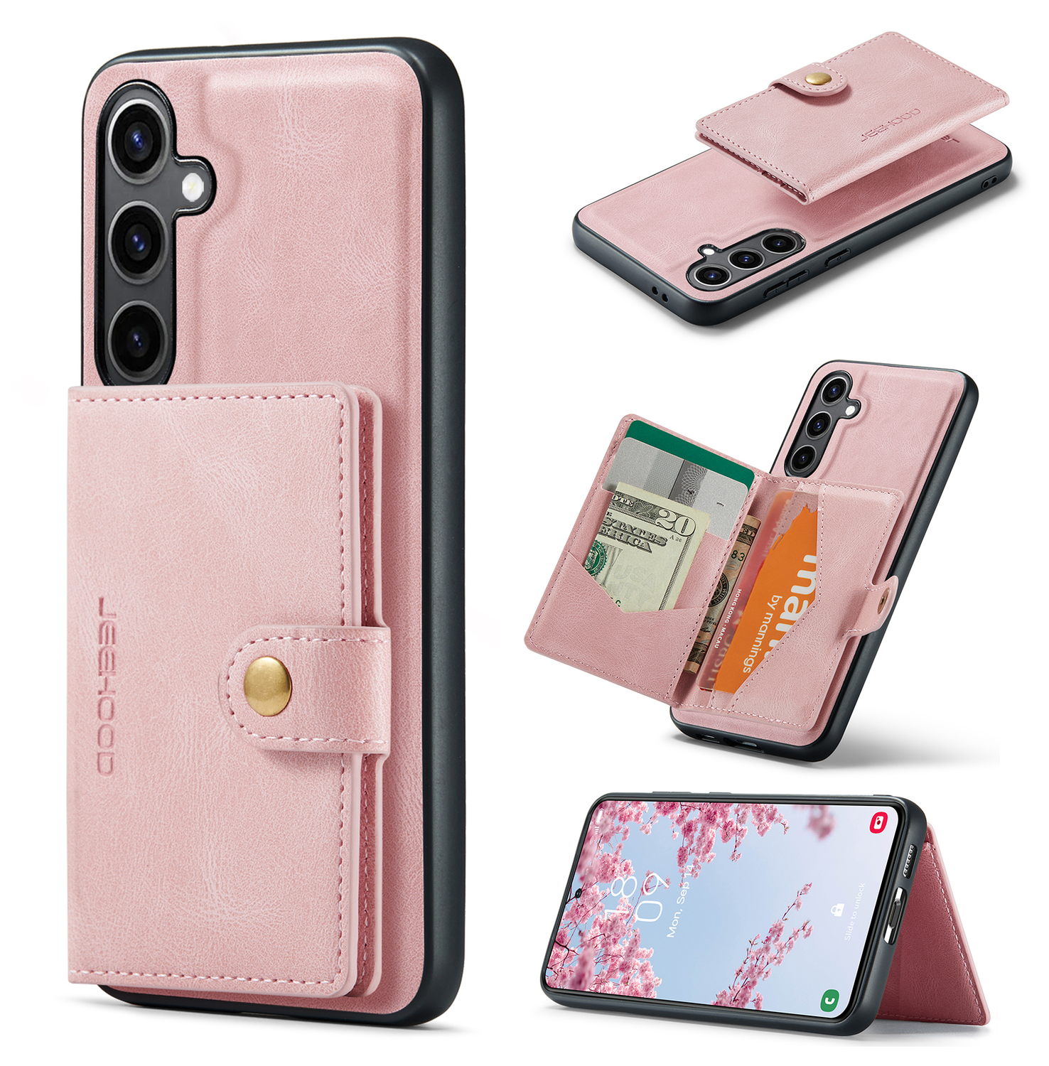 CaseMe JH-01 Samsung Galaxy S25 FE Hoesje met Magnetische Kaarthouder Roze afbeelding 11