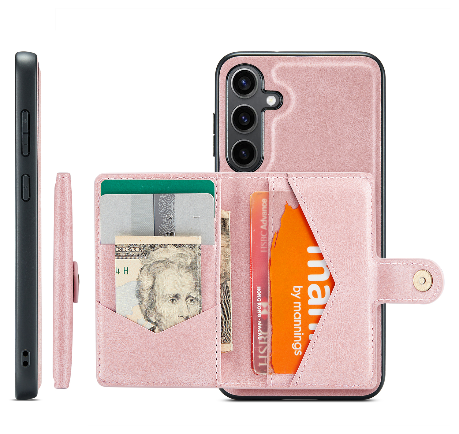 CaseMe JH-01 Samsung Galaxy S25 FE Hoesje met Magnetische Kaarthouder Roze afbeelding 13