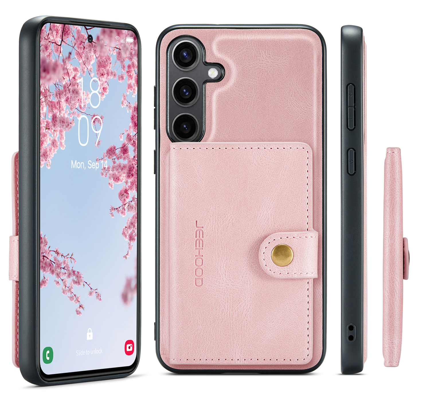 CaseMe JH-01 Samsung Galaxy S25 FE Hoesje met Magnetische Kaarthouder Roze afbeelding 9